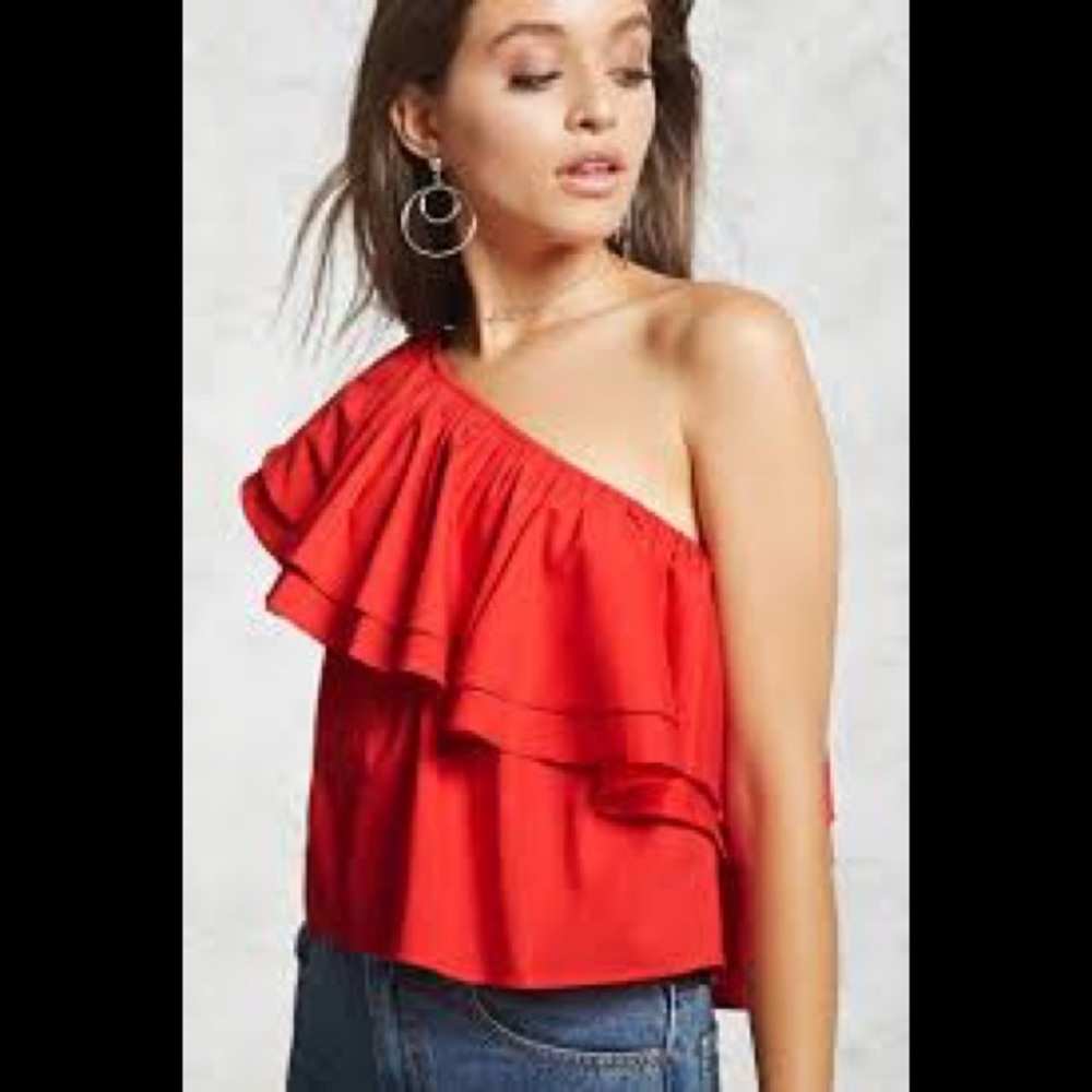 FOREVER 21 One shoulder ruffle top